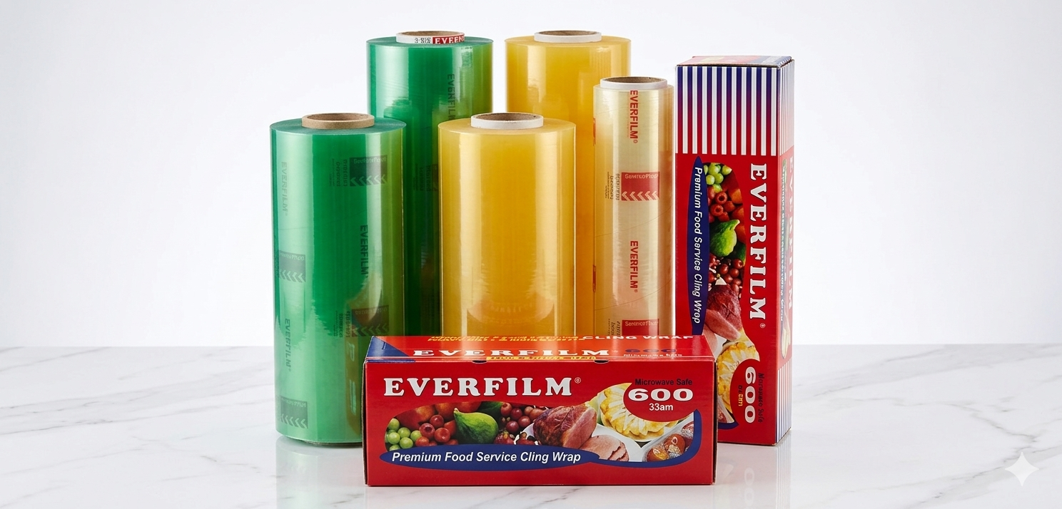 Everfilm food wrap rolls and Premium Food Service Cling Wrap boxes